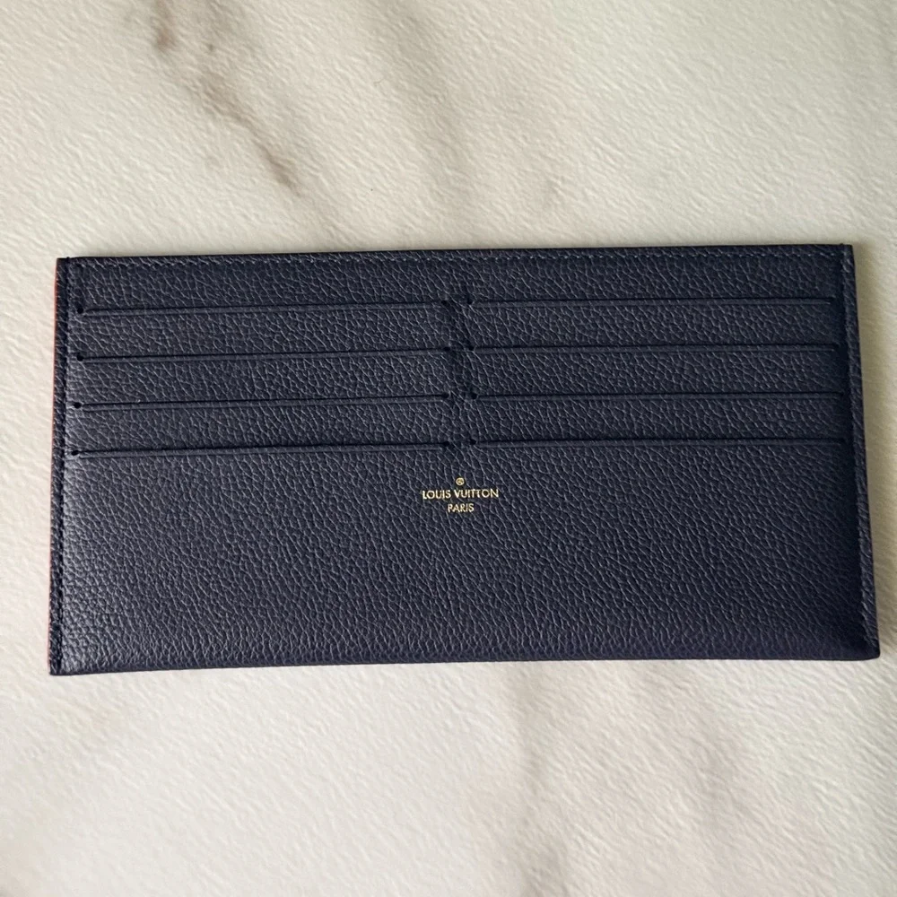 Louis Vuitton Navy Blue Leather Card Holder Insert Like New Authentic